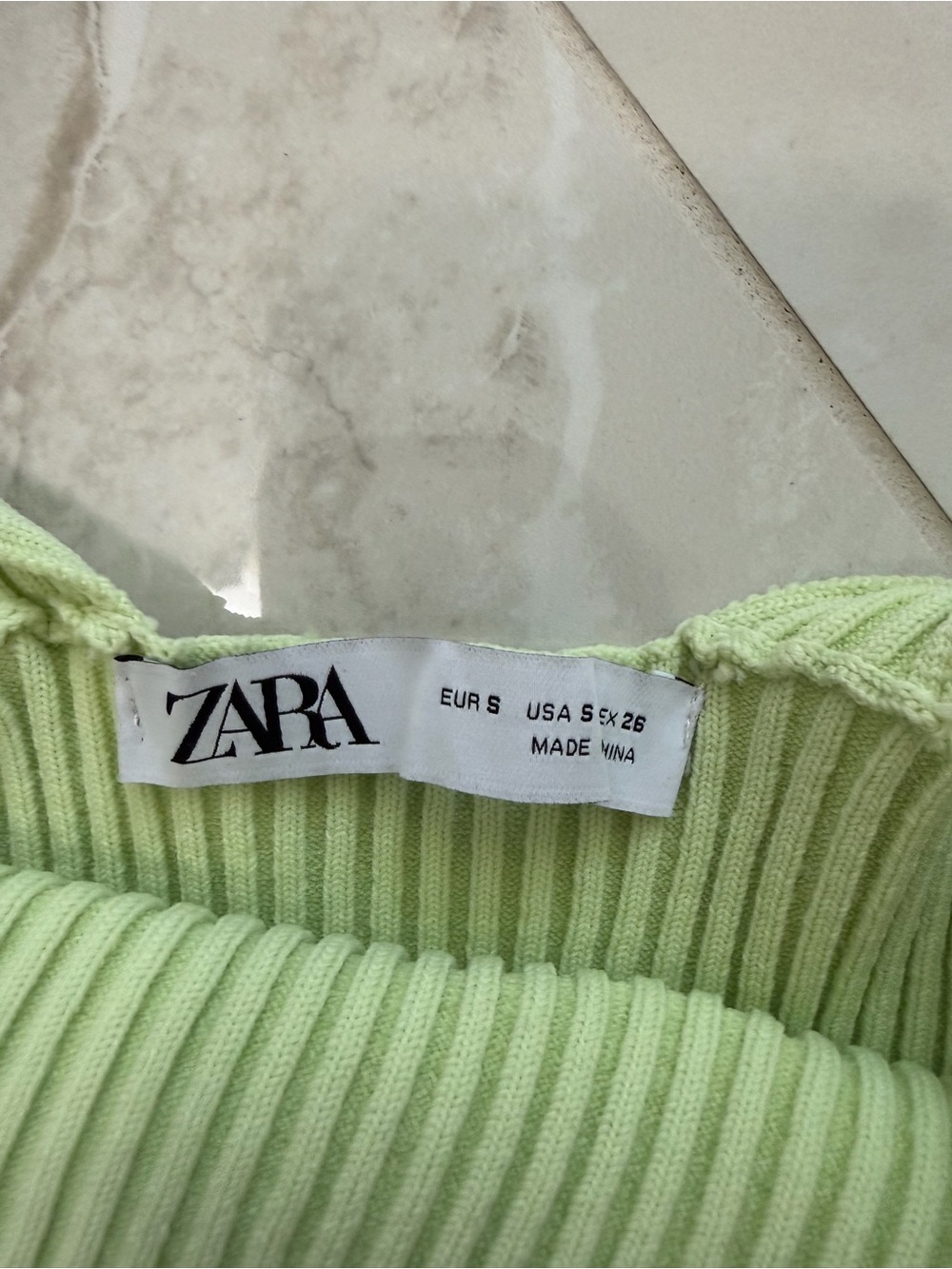 Zara Ribbed Mini Dress Green - Picture 2 of 2